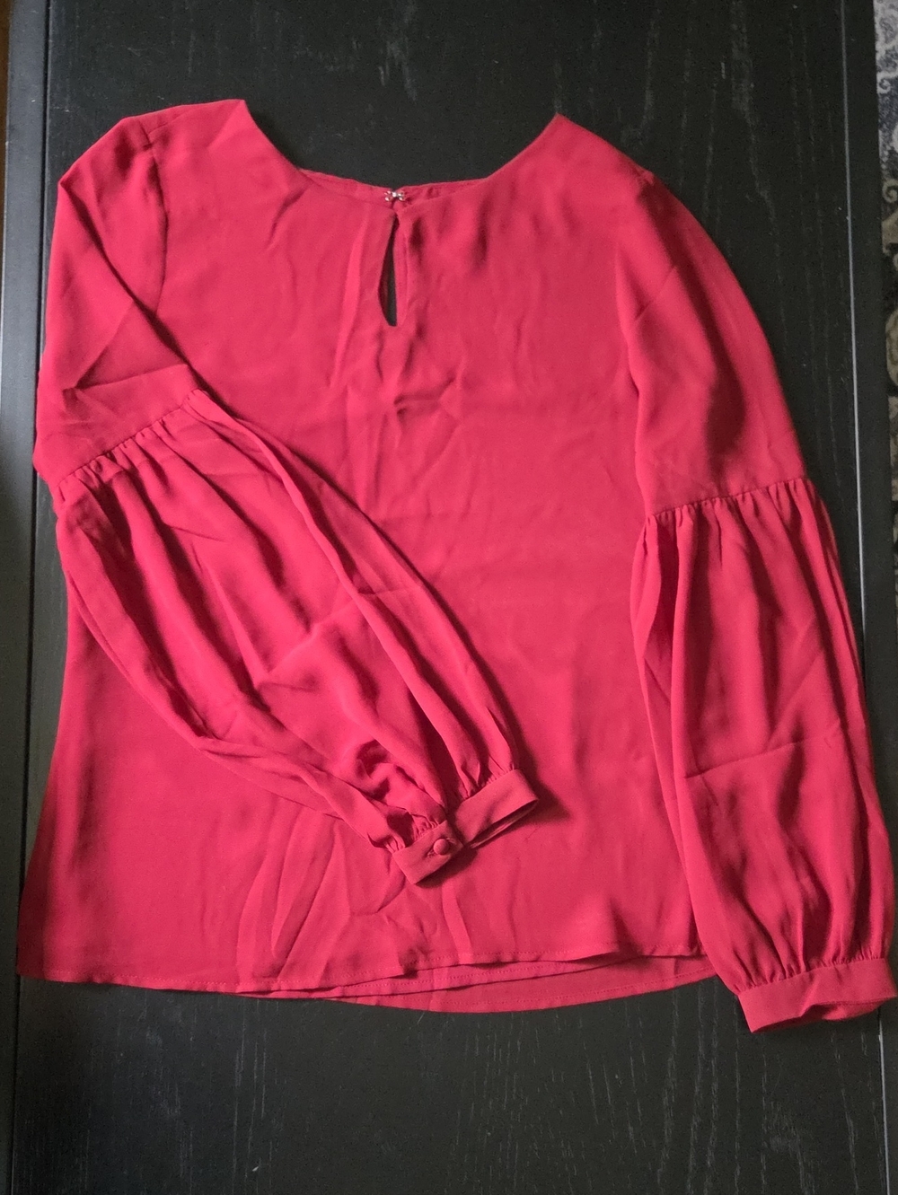 Express Burgundy Balloon-Sleeve Blouse